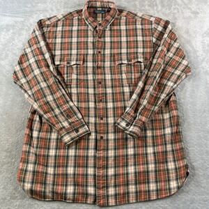 Polo‎ Ralph Lauren Flannel Shirt Men XLT Brown Plaid Holiday Peppy Casual Luxury